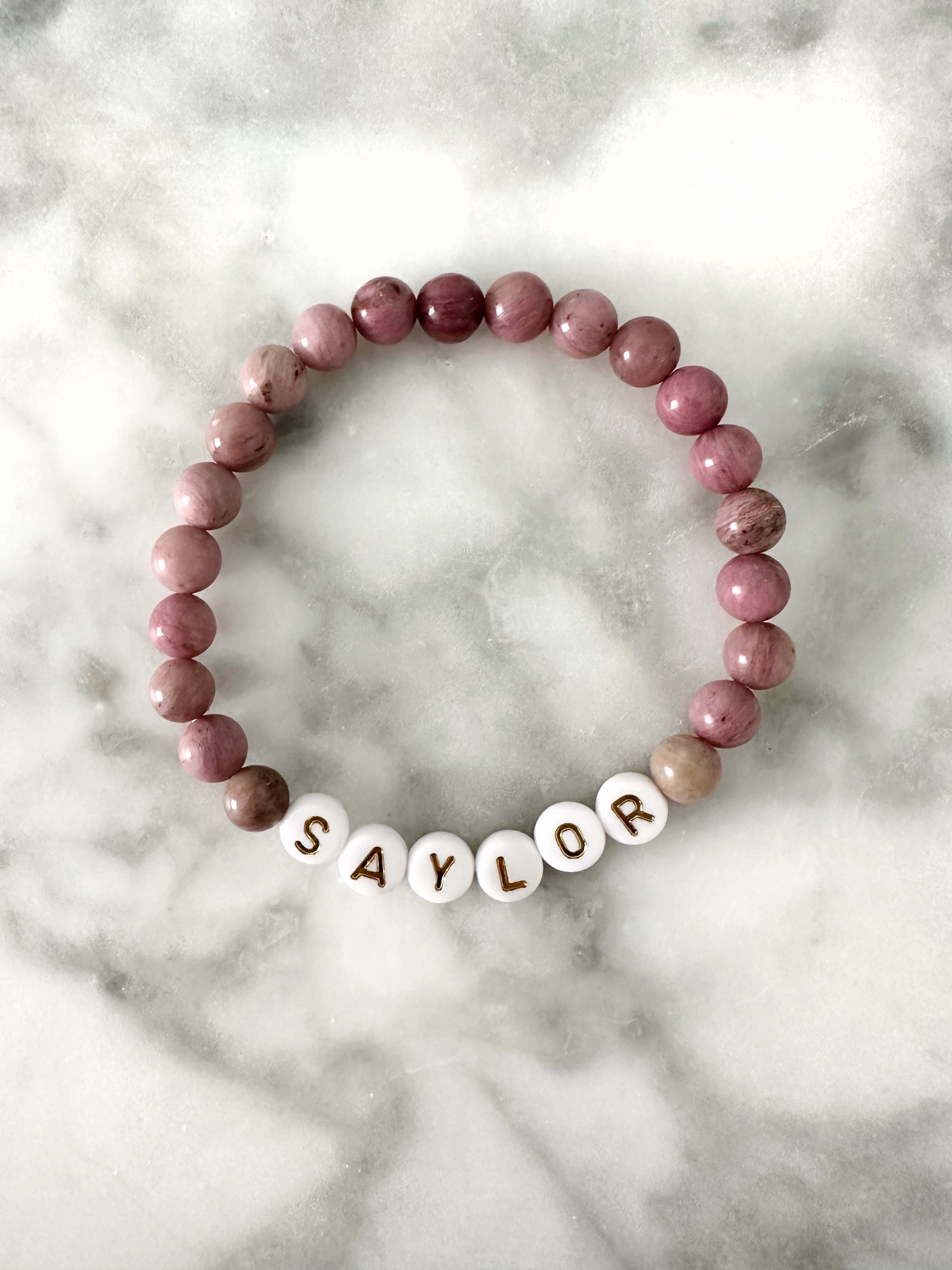 Pink Bead Letter Bracelets